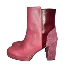 Fly London Efan Zip Up Ankle Boots Women's Size 9 Burgundy Red Leather Shoes